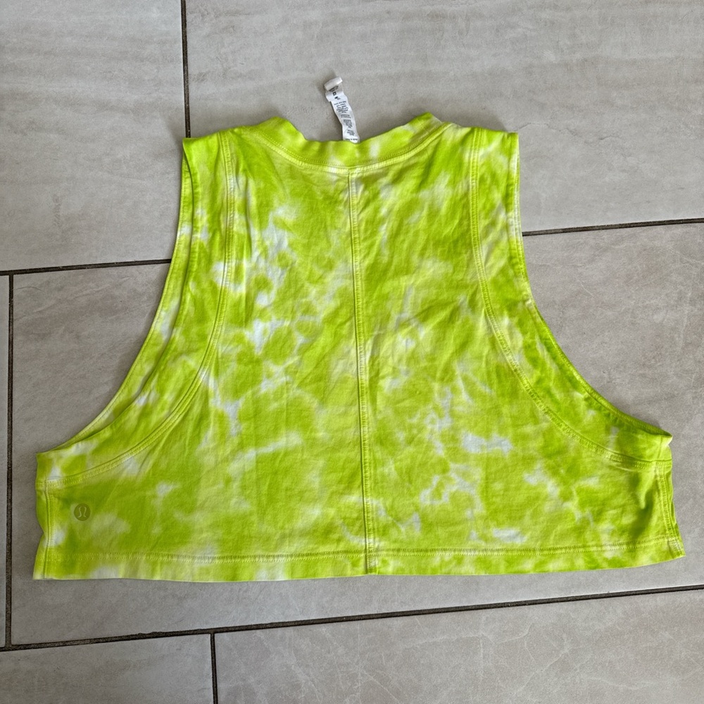 Lululemon Athletica Neon Green Tie-Dye Crop Top size 6 - Picture 5 of 7